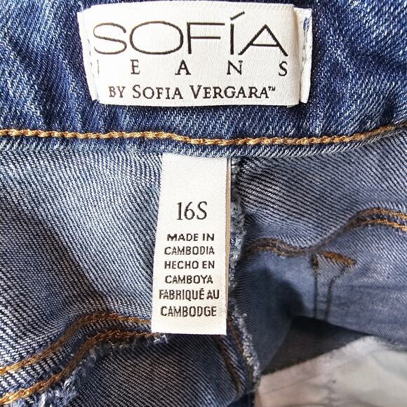 Sofia Jeans Adora Curvy Girlfriend Frayed Side Straight Jean Size 16 S NWOT 3515 - Picture 7 of 9